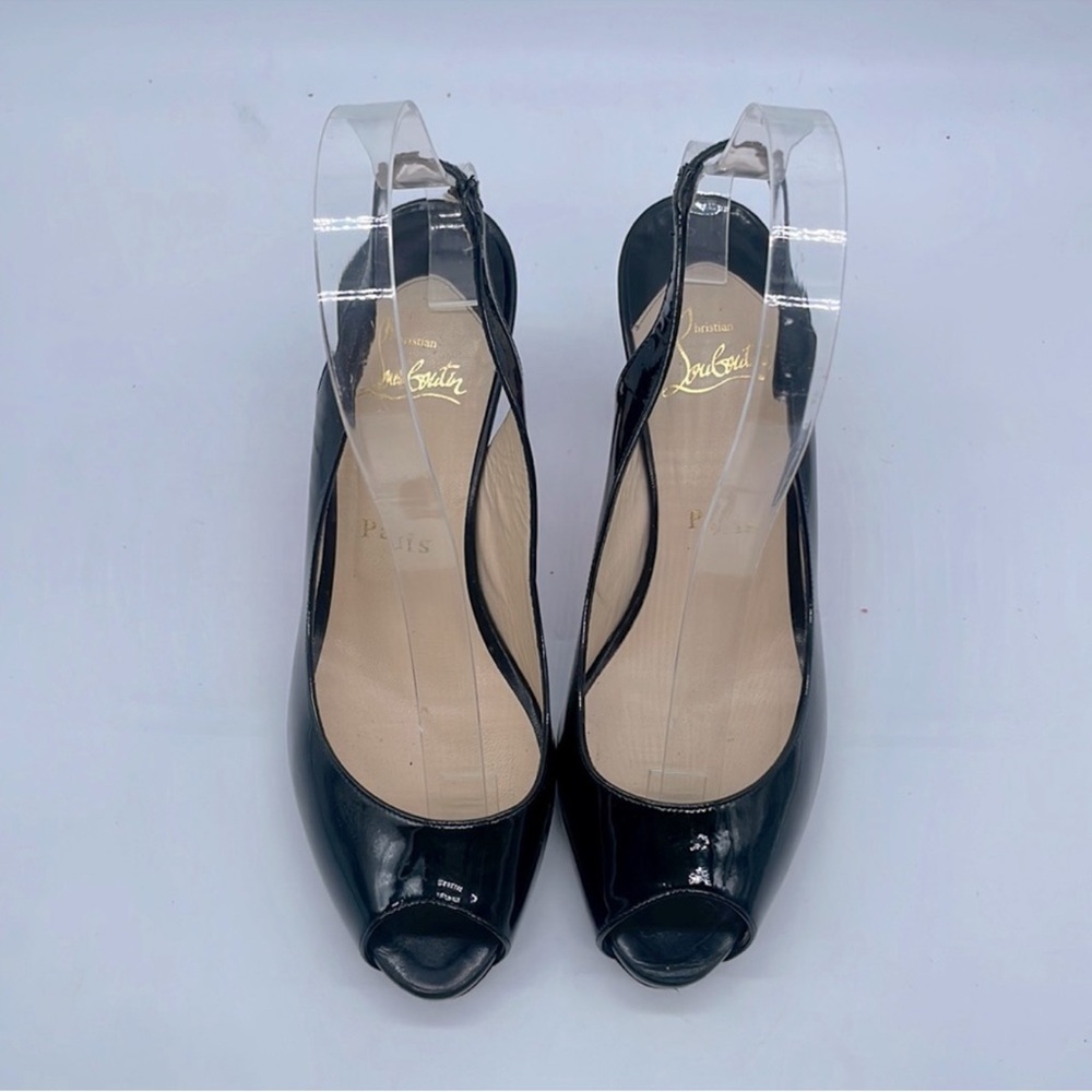 Christian Louboutin Black Patent Leather Slingback Pumps - Picture 2 of 6